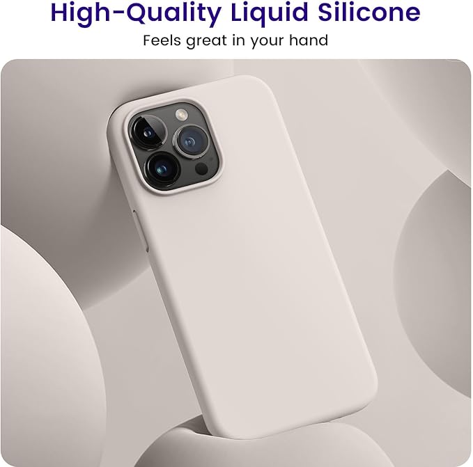 OTOFLY Compatible with iPhone 15 Pro Max Case,[Silky and Soft Touch Series] Premium Soft Liquid Silicone Rubber Full-Body Protective Bumper Case for iPhone 15 Pro Max (Stone)