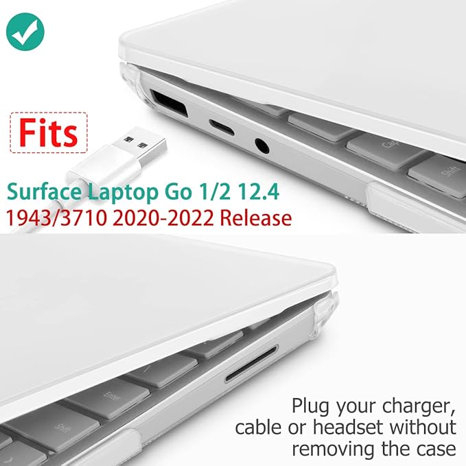 May Chen Compatible with Microsoft Surface Laptop Go 3 Go 2 Go 1 12.4 Inch Model 1943 2013 (2023 2022 2020 Release), Plastic Hard Shell Case with Screen Protector + Keyboard Cover, Crystal Clear