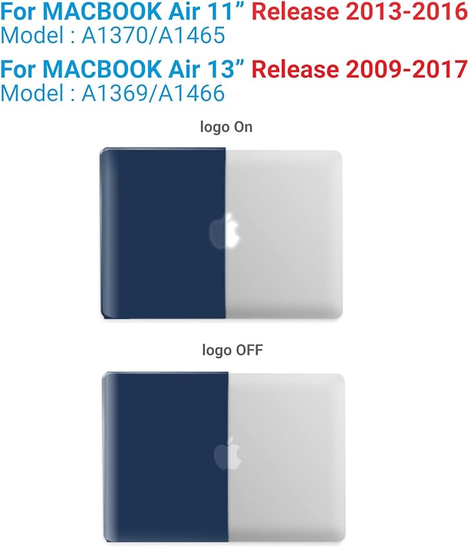 IBENZER Compatible with MacBook Air 11 Inch Case Model A1370 A1465, Soft Touch Plastic Hard Shell Case Bundle with Keyboard Cover for Mac Air 11, Navyl Blue, A11NVBL+1