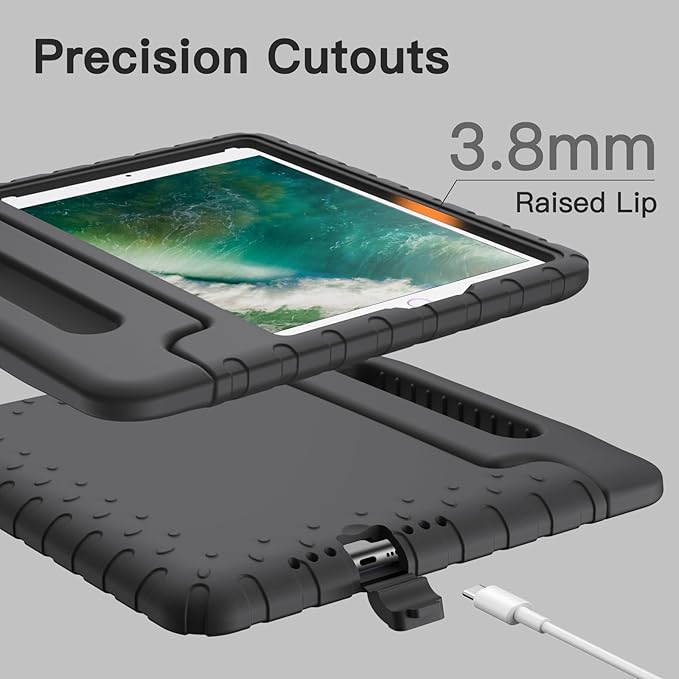 JETech Kids Case for iPad 9.7 Inch (6th/5th Generation, 2018/2017), iPad Air 2/1 9.7 (2nd/1st Gen, 2014/2013) and iPad Pro 9.7 2016, Shockproof Lightweight Tablet Cover with Handle Stand (Black)