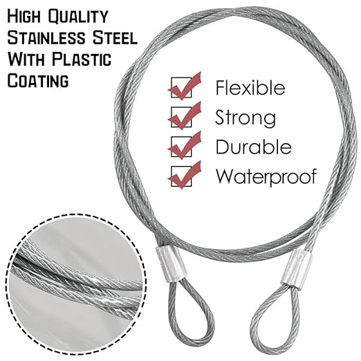20 Pack Safety Stainless Steel Tethers,Coated Security Tether Lanyard Kit Cable Wire Compatible with Sporting Camera All Editions,Action Camera Series Devices and Other Applicable Equipment, Silver