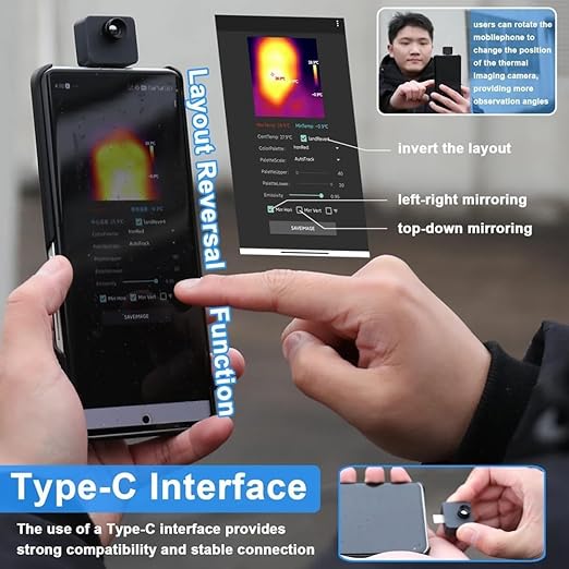 TIOP02 Portable Infrared Thermal Imaging Camera IR Imager USB Type-C for Android Phone,-20℃-1000℃,32 X 32 Resolution