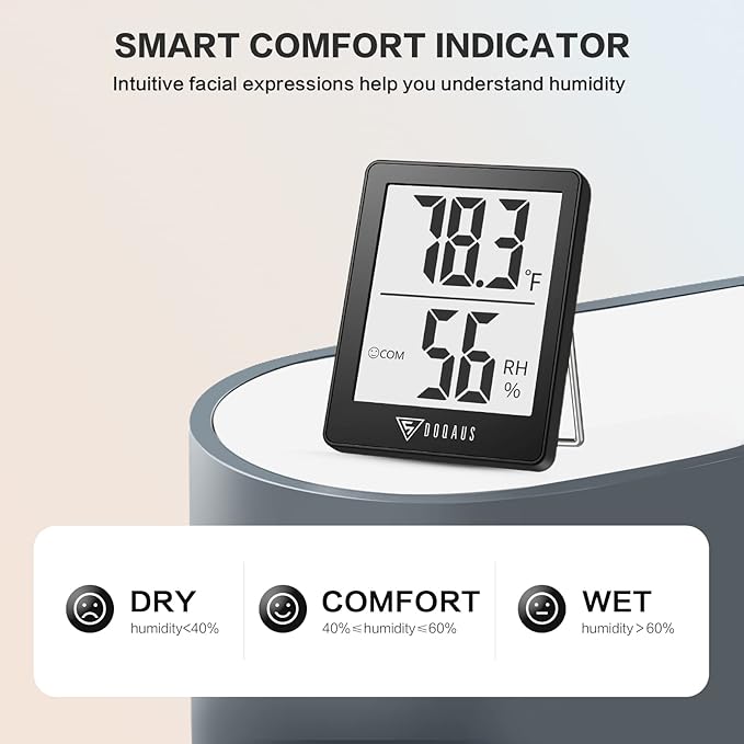DOQAUS Digital Hygrometer Indoor Thermometer 3 Pack, Room Thermometer with 5s Fast Refresh, Accurate Humidity Meter Temperature Sensor for Home, Bedroom, Baby Room, Office, Greenhouse, Cellar (Black)