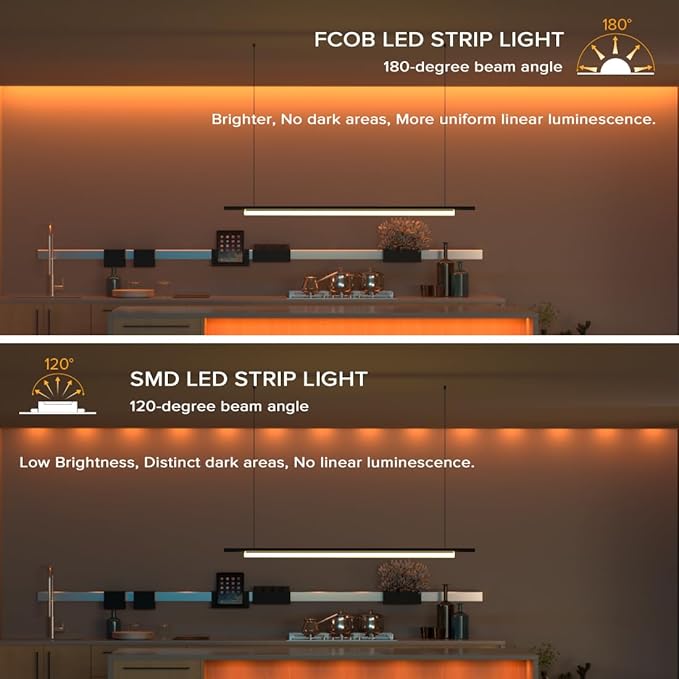 BTF-LIGHTING FCOB COB LED Strip Orange Color 5mm Width UL Listed Super Narrow Flexible Uniform Light DC12V 16.4FT CRI 90+ Dimmable LED Ribbon for Bedroom Home Indoor Decor(No Adapter or Controller)