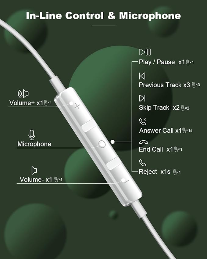 USB C Headphones Wired for iPhone 15 Plus 16 Pro Max 17 AIT Samsung Galaxy S26 S25 S24 S23 Ultra S22 A55 A56 A16 Earbuds in-Ear with Microphone Volume Control HiFi Usbc Headphones Type C iPad Pixel