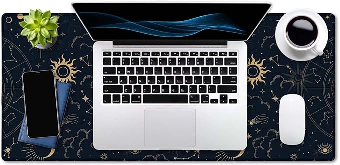 SSOIU Zodiac Wheel Desk Mat, Celestial Desk Pad, Astrology Large Gaming Mouse Pad 35.5x15.7inch XXL Large Big Computer Keyboard Mouse Mat Desk Pad with Non-Slip Base and Stitched Edge for Home Office