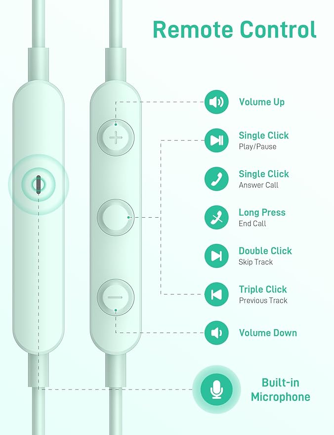 iMangoo for Apple MFi-Certified Headphones for Lightning Wired Earbuds Magnetic Ear Buds with HiFi Bass,3 Ear Tips Mic Corded Earphones for Gym, Commuting for iPhone 14 Plus 13 12 11 Pro Max Mint
