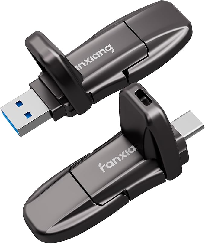 fanxiang Flash Drive 512GB, USB 3.2 Gen2 Up to 1050MB/s, USB Drive, USB A + Type C External Portable SSD for iPhone 15/Pro/Android Phone/Windows/MacPC/Laptops, FF952