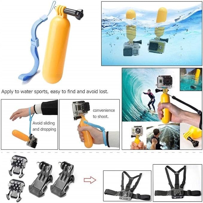 REFLEX CAMERA 50 in 1 Action Camera Accessories Kit Compatible with GoPro Hero 13/12/11/10/9/8, DJI Osmo Action 2, 3, 4, Pro 5, Insta360 Ace Pro/Ace Pro 2 Akaso and other Sports Cameras & Durable Case