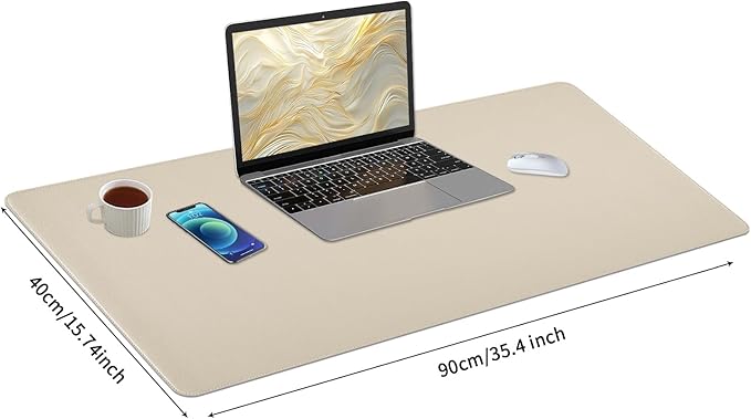 Bloss Desk Mat with Stitched Edges, 35.4"×15.7" Keyboard Pad Skin Pink, Non-Slip Desk Protector Mat, Leather Desk Blotter, Waterproof Desk Pad for Office Home Decor