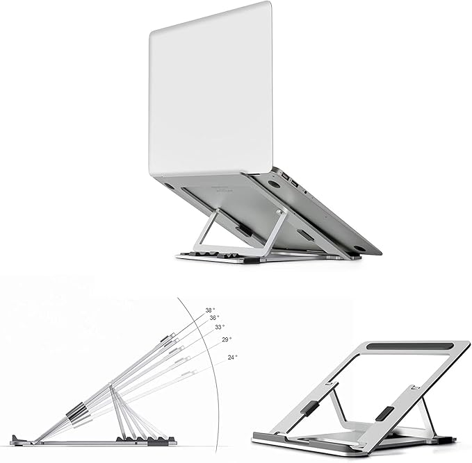 Portable Height Adjustable Folding Laptop Stand,Lightweight Anti-Slip Laptop Riser | Aluminum Notebook/Tablet Stand Compatible with MacBook Pro/Air,ipad Pro & Any Laptops