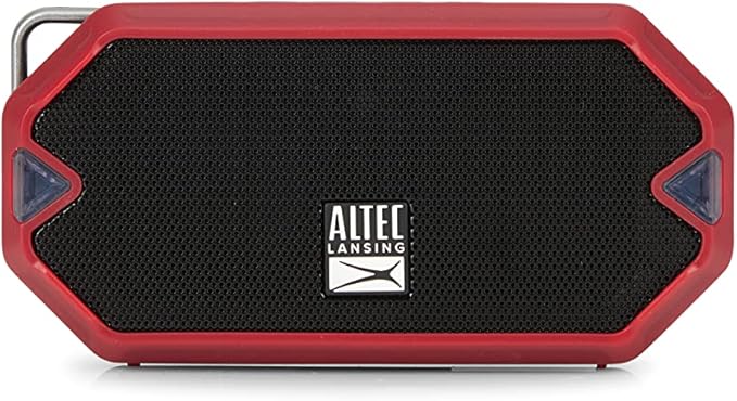 Altec Lansing - HydraMini Wireless Bluetooth Speaker, IP67 Waterproof USB C Rechargeable Battery with 6 Hours Playtime, Compact, Shockproof, Snowproof, Everything Proof (True Red)