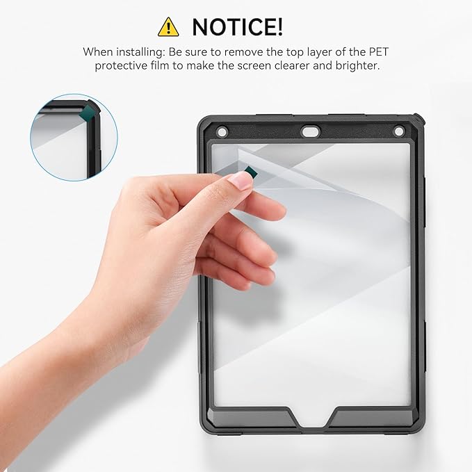 Case for iPad 6th/5th Generation 9.7'' with Screen Protector Pencil Holder [360 Rotating Hand Strap] &Stand, Drop-Proof Case for iPad 6th/5th/ Air 2/ Pro 9.7(Black)