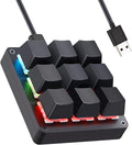 Koolertron One Handed Macro Mechanical Keyboard,Blue LED Backlit Portable Mini One-Handed Mechanical Gaming Keypad OSU! Keyboard 9 Fully Programmable Keys (9 Keys/Black/Pink LED)