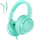 Botesty Sound Headphones Wired with Microphone, Over Ear Foldable 3.5mm Plug in Headphones Corded with 4.9ft Tangle-Free Nylon Cord for Tablet, Laptop, MP3/4, School, Airplane Travel (Green)