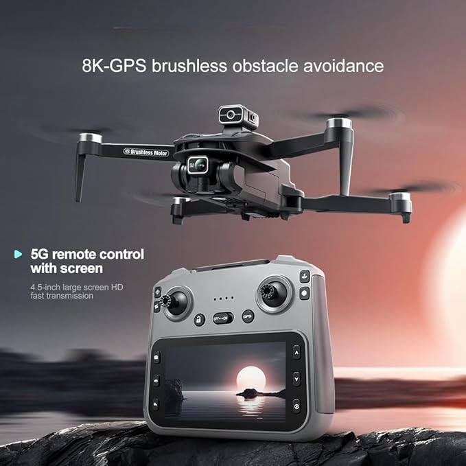 GPS Drone with 4K Camera, 4.5" LCD Display Screen Controller- 3,280ft RC Range, Auto return, Follow Me, Go Home, Gesture Control, One Key Takeoff/Landing, Altitude Hold,led Light ，Professional Quadcopter for Aerial Photography Control and Video Recordi...