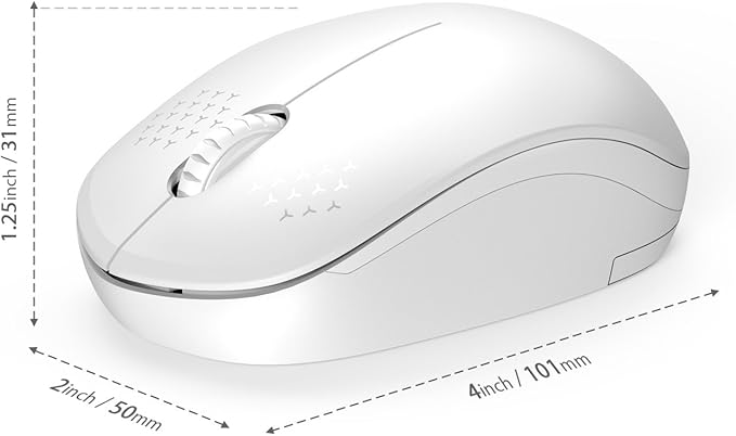 seenda Wireless Mouse for Laptop, 2.4G Noiseless Mouse with USB Receiver - Optical Tracking Portable Computer Mice for Chromebook, PC, Tablet, Windows System, 24 Months Battery Life - Pure White