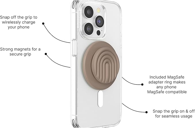 PopSockets Phone Grip for MagSafe, Magnetic Holder, Phone Stand, Brown - Latte