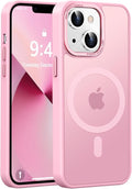 Newfuture Designed for iPhone 13 Case & iPhone 14 Case with Magnetic [13 FT Military Drop Protection] [Compatible with Magsafe] Slim Translucent Shockproof with Anti-Fingerprint Phone Case, Chalk Pink