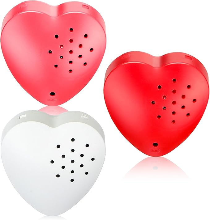 Copkim 3 Pcs 20 Seconds Valentine's Voice Recorder for Stuffed Animal Heart Shape Sound Recorder Push Button Recordable Device Sound Module for Gift Recording Voice Message (Red, White,Pink)