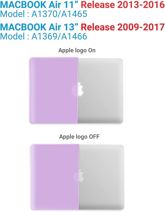 IBENZER Compatible with MacBook Air 11 Inch Case Model A1370 A1465, Soft Touch Plastic Hard Shell Case Bundle with Keyboard Cover for Mac Air 11, Purple, A11PU+1 A