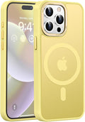 Newfuture Upgraded Magnetic for iPhone 15 Pro Max Case [Compatible with Magsafe] [Mil-Grade Protection], Pocket-Friendly, Slim Translucent Phone Case Cover for iPhone 15 Pro Max 6.7", Yellow