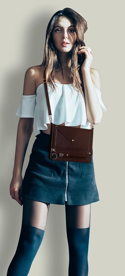 Handbag Case for iPad Air 13" & Pro 12.9" 2018-2022, Techcircle PU Leather Folio Stand iPad Crossbody Wallet Case with Pencil Pocket, Card Slots, Hand Strap+Shoulder Strap, Dark Brown
