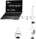 WALI Laptop Desk Mount for 17 inch Notebook, Adjustable Single Monitor Arm with Laptop Holder for 32 inch Screen, Laptops Stand with Ventilated Tray, Up to 22 lbs, (M00LP-W), White