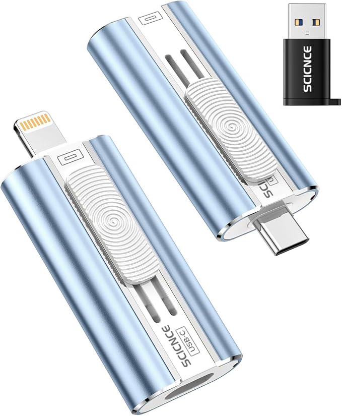 512GB Flash Drive Intended for Phone, USB External Memory Stick Storage Backup for Photos Videos, Plug and Play No APP Required, Compatible with iPhone iPad Android and PCs (1 Pack-Blue)