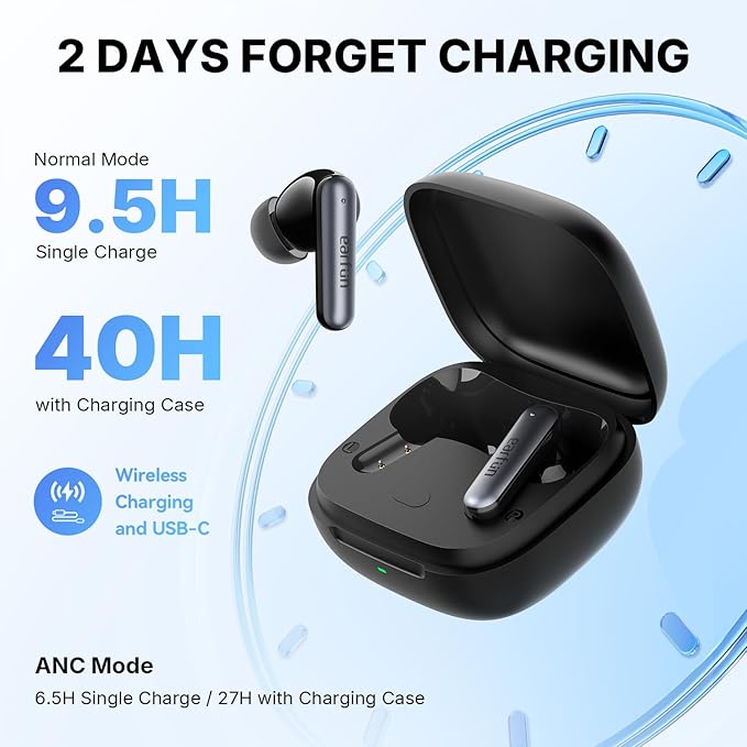 EarFun Air Pro 4i Noise Cancelling Wireless Earbuds, Hi-Res Sound with LDAC, 6 Mics AI ENC Clear Call, 40H Playtime, Multipoint Connection, Surround Sound, Bluetooth 5.4 Earbuds, Wireless Charging