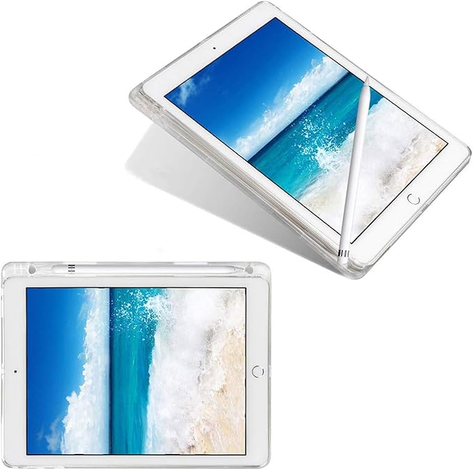 Clear Case for iPad mini 5/4/3/2/1 Cover 7.9" (iPad mini 5th/4th/3rd/2nd/1st Generation) with Pencil Holder Lightweight Crystal Transparent Shockproof Soft TPU Back Protective Shell, Clear