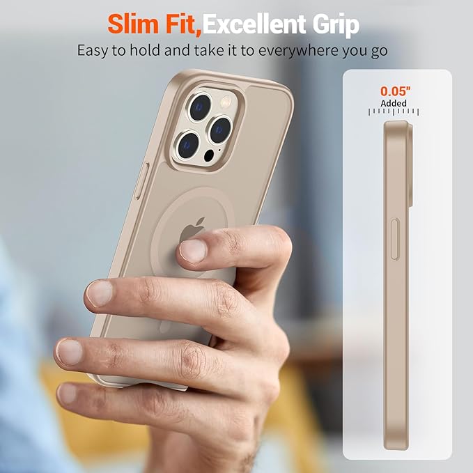 SUPFINE Magnetic for iPhone 12 Pro Max Case(Compatible with MagSafe)(Military Grade Drop Protection) Slim Translucent Matte Shockproof with Anti-Fingerprint Phone Case,Desert Gold