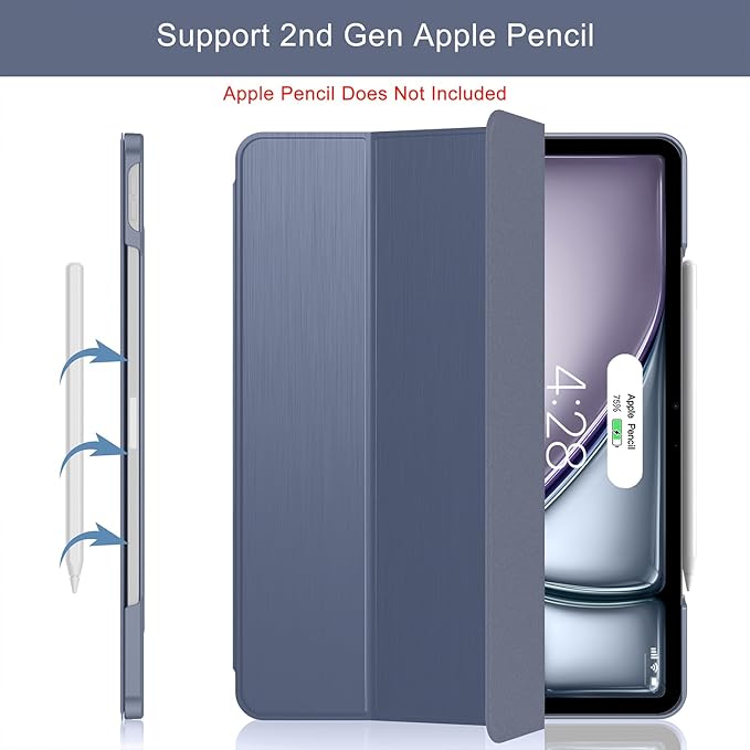Soke Case for iPad Air 13 Inch (M3/M2) 2025/2024,iPad Pro 12.9 2022 2021(6th 5th Generation) - [Slim Trifold Stand + Auto Wake/Sleep],Protective Hard PC Back Cover (Lavender)