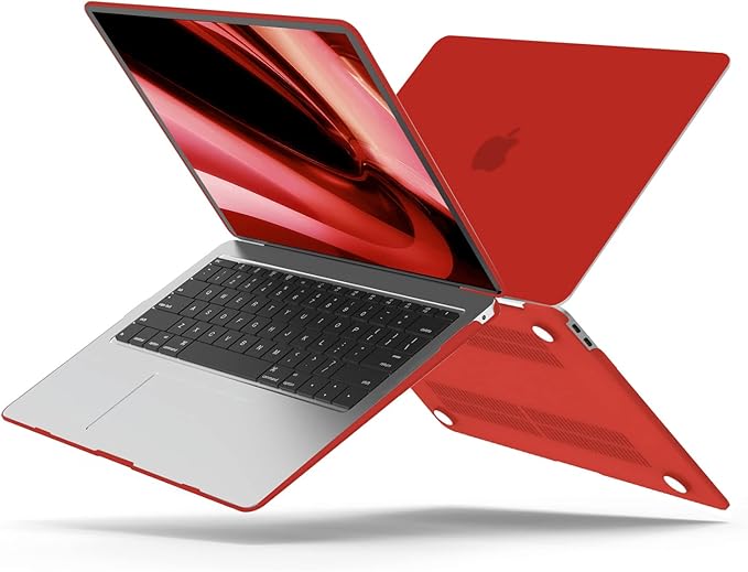B BELK Compatible with MacBook Air 13 inch Case 2022 2021 2020 2019 2018 A2337 M1 A2179 A1932 Touch ID, Matte Plastic Hard Shell+Keyboard Cover+Screen Protector for MacBook Air 13.3 inch Case, Red