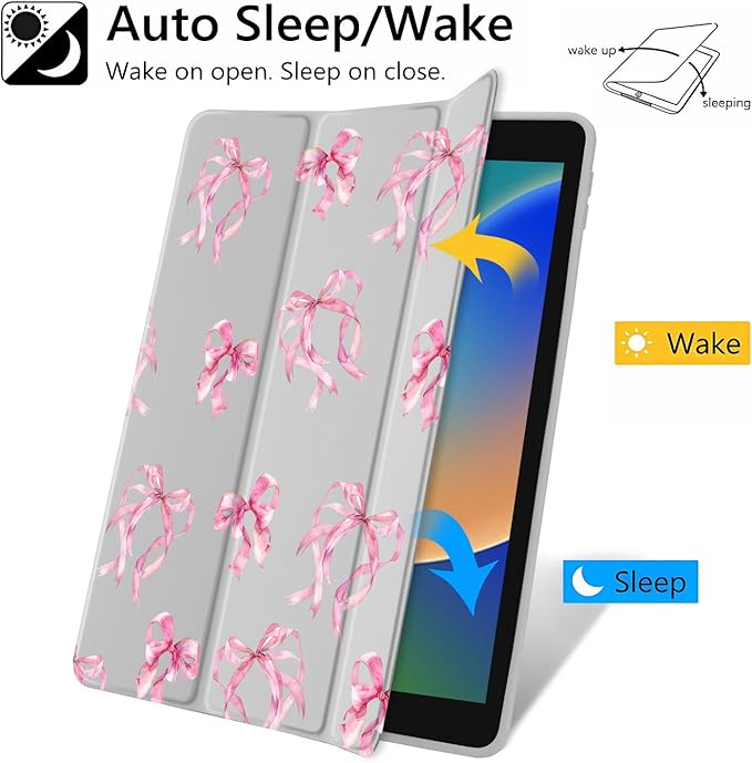 JOYLAND Elegant Bow Pattern Case for iPad Air 11 Inch M3(2025)/ M2(2024), iPad Air 5th(2022)/ 4th (2020) Gen 10.9 Inch, Clear Acrylic Hard Back Grey Case with Pencil Holder Trifold Stand Tablet Cover