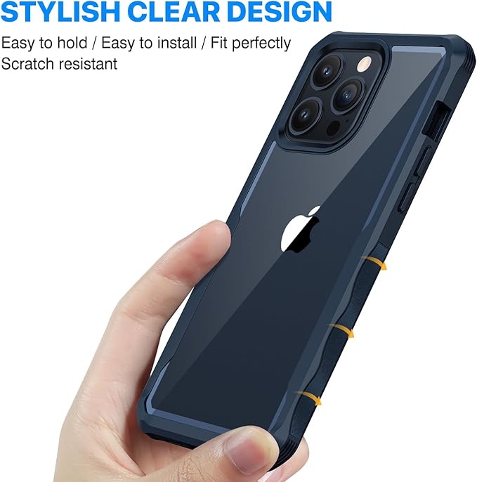 CENHUFO Privacy for iPhone 15 Pro Case, Full Body Phone Case with Built-in 9H Tempered Glass Privacy Screen Protector and Camera Lens Protector, Anti Peep Spy Shockproof Bumper Clear Cover - Blue