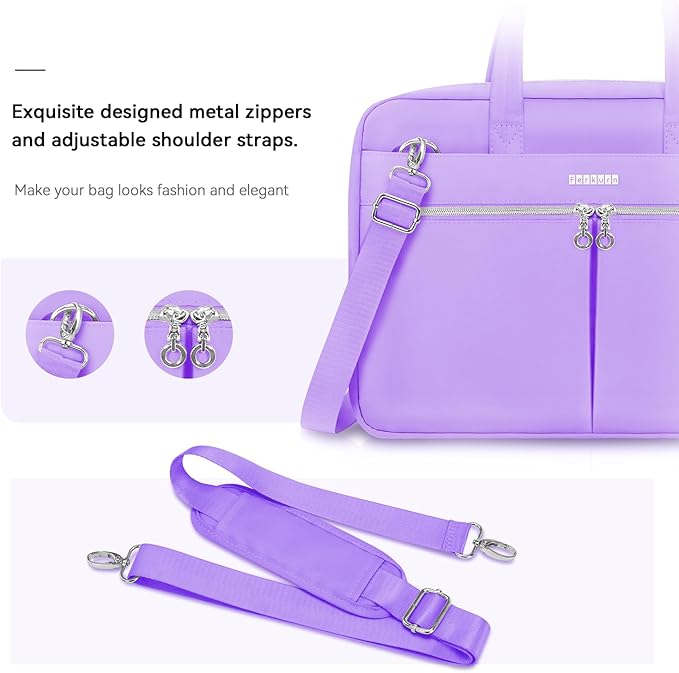 Ferkurn Laptop Bag Case Women Men Computer Bag Compatible with MacBook/HP/LG/Dell, Shoulder Strap Slim Carrying Messenger Briefcase, Purple, 15.6-16 Inch