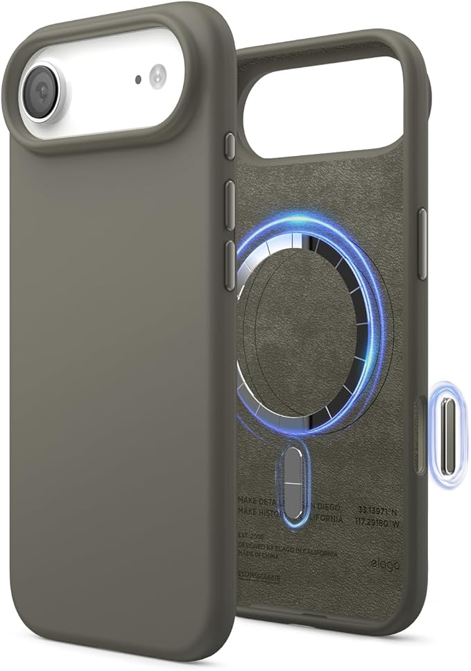 elago for iPhone Air Case, Premium Magnetic Silicone Case, Compatible with MagSafe, Liquid Silicone Material, Protective Cover, Shockproof, Slim Phone, 6.5 inch (Medium Grey)