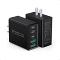 [2-Pack] USB C Wall Charger, 50W Type C Charger Block 5-Port Fast Charging Blocks,3USB C+2USB A Multiport Plug,PD Power Adapter Brick Cube for iPhone 17/16/15/14/13/Pro,iPad,Samsung,for Switch（Black）