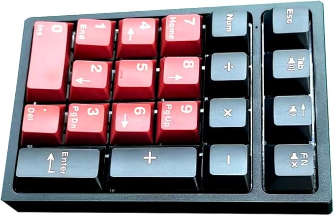BOYI TD21 Hot Swap Numpad,21 Keys Mini Numpad Portable Keypad Bluetooth5.0/2.4G/Wired Number Pad Keyboard PBT Keycaps RGB Backlit Type-C Mini Keyboard (Black Red Cherry Keycaps)