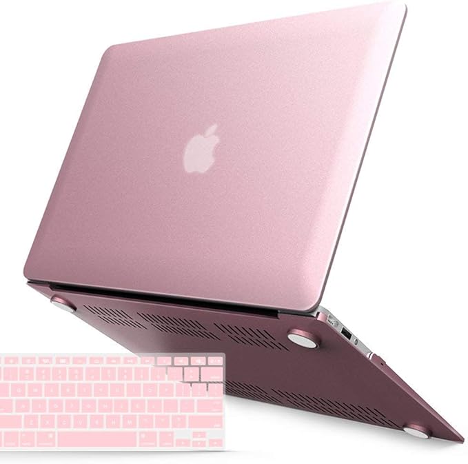 IBENZER Compatible with MacBook Air 11 Inch Case Model A1370 A1465, Soft Touch Plastic Hard Shell Case Bundle with Keyboard Cover for Mac Air 11, Rose Gold, A11MPK+1A