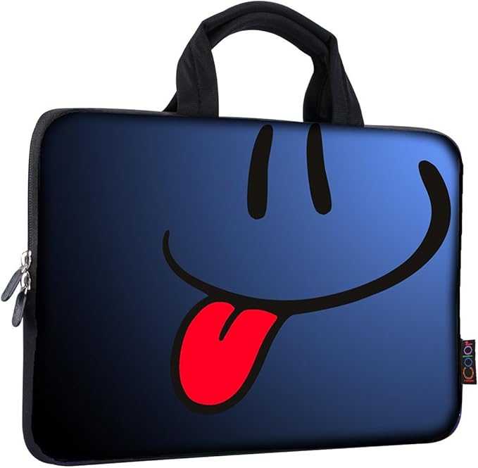 iColor Universal 9.7 10 10.1 10.2 inch Ultra-Portable Neoprene Zipper Laptop Sleeves Bag Case Cover for iPad eBook Netbook Readers (Blue Tongue)