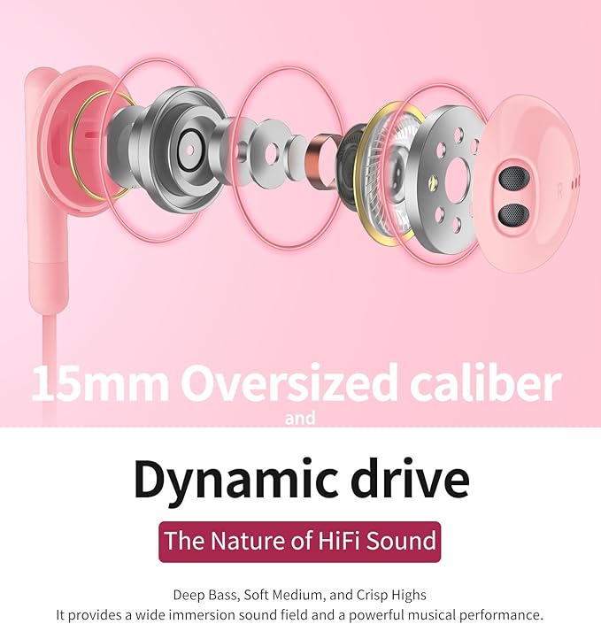 Kimwood Wired Earbuds with Microphone, Wired Earphones in-Ear Headphones HiFi Stereo, Powerful Bass and Crystal Clear Audio, Compatible with iPhone, Android, Computer Most with 3.5mm Jack