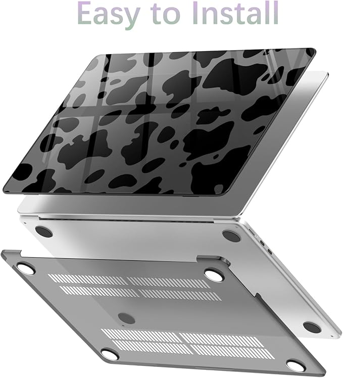 Compatible with MacBook Air 13 inch Case M1 A2337 A2179 A1932 2022 2021 2020 2019 Release, Cute Cow Pattern Protective Hard Shell Clear Black Cover for MacBook Air 13.3 inch