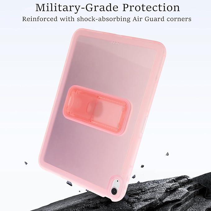 Slim Case for iPad Air 11-inch M3 M2 2025 2024, Built-in Kickstand Non-Slip Shockproof Rugged Protective for Women Men, Pink