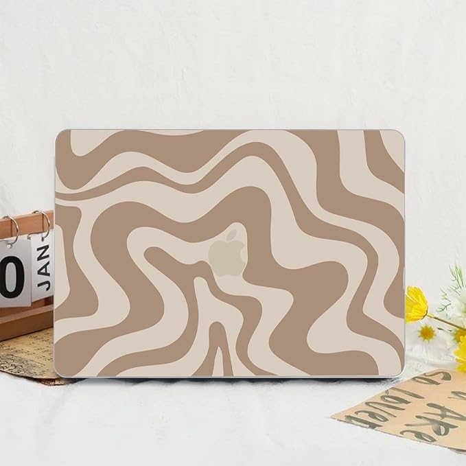 Anban Compatible with MacBook Pro 14 inch Case 2026-2021 M5 M4 M3 M2 M1 A3426 A3427 A3434 A3112 A3185 A3401 A2918 A2992 A2779 A2442, Plastic Hard Shell+Keyboard Cover+Screen Protector, Brown Wave
