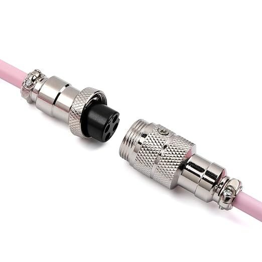 EPOMAKER Puff Aviator Coiled USB Cable, Type C Detachable Mechanical Gaming Keyboard Cable for Win/Mac/Gamers, Suitable for RT100/TH68 PRO/TH80 PRO/TH96/TH80 SE/CIDOO V65. etc(Puff Pink)
