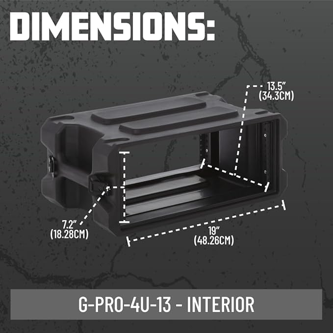 Gator Cases Pro Series 4U Rack Case with Shallow 13" Depth, Roto Molded Made in USA (G-PRO-4U-13)