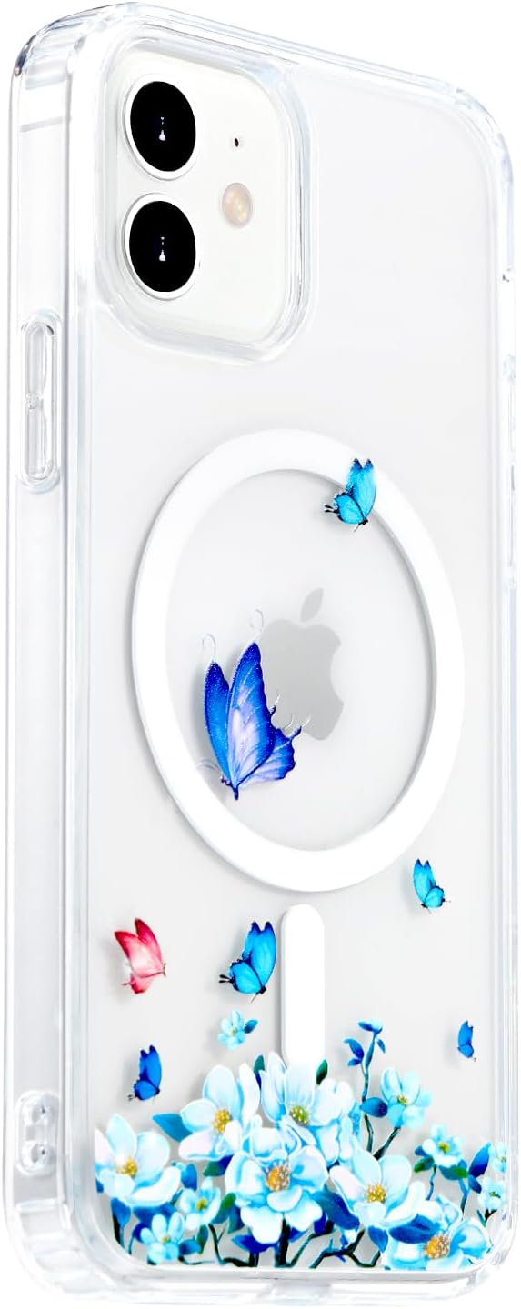 Magnetic Case for iPhone 11 Case, [Military Grade Drop Tested] [Compatible with MagSafe] Slim Protective Cover, Translucent Matte Shockproof Case 11 Phone Case 6.1", Clear Butter-Fly
