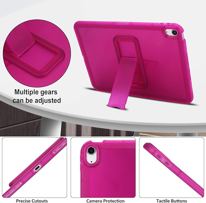 Slim Case for iPad Air 11-inch M4/M3/M2 (2026/2025/2024), Built-in Kickstand Non-Slip Shockproof Rugged Protective for Women Men, Rose